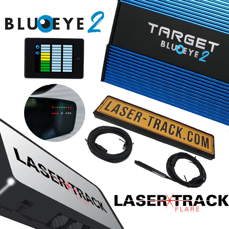 Afbeelding van het Pakket 2: Minimale Dekking, inclusief Blu Eye 2, LaserTrack Flare en kentekenplaat met sensor, voor geavanceerde voertuigbeveiliging.